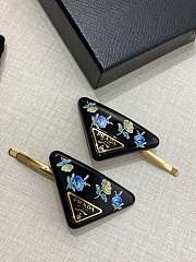 Prada Floral Print Hair Clips Black (set of two)  - 4