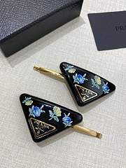 Prada Floral Print Hair Clips Black (set of two)  - 3