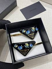 Prada Floral Print Hair Clips Black (set of two)  - 2