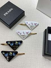 Prada Floral Print Hair Clips White (set of two)  - 6