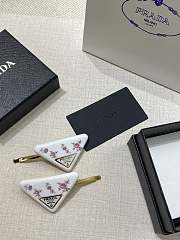 Prada Floral Print Hair Clips White (set of two)  - 3