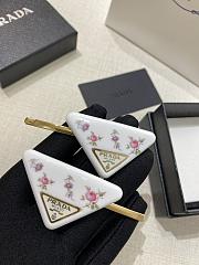 Prada Floral Print Hair Clips White (set of two)  - 2