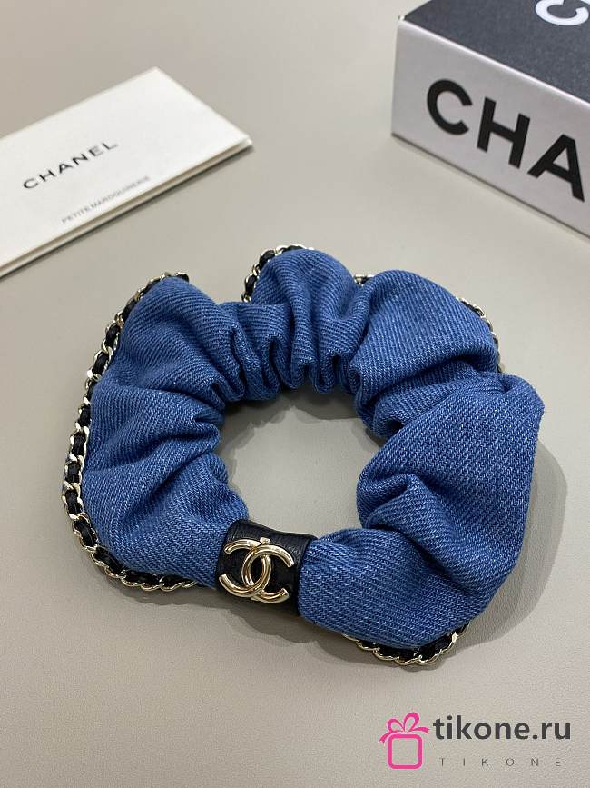 Chanel Denim Hair Scrunchie  - 1