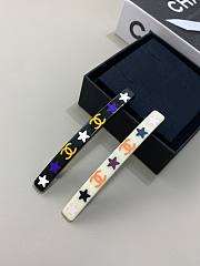 Chanel Narrow Black/ White Resin Star Barrette - 5