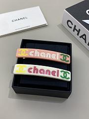 Chanel Narrow Pink/ White Resin Barrette - 1