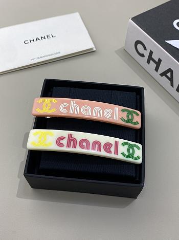 Chanel Narrow Pink/ White Resin Barrette