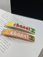 Chanel Narrow Pink/ White Resin Barrette - 5