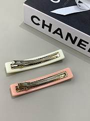 Chanel Narrow Pink/ White Resin Barrette - 4