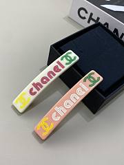 Chanel Narrow Pink/ White Resin Barrette - 2