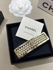 Chanel Gold Full Diamond Double C Pearl Handmade Hairpin - 3
