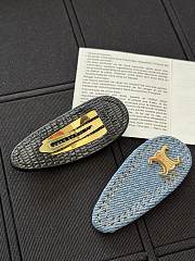 Celine Snap Hair Clip Black/ Denim Blue - 3