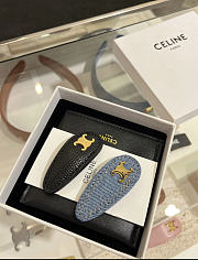 Celine Snap Hair Clip Black/ Denim Blue - 2