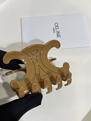 Celine Large Hair Claw in Acetate Brown