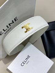 Celine Headband in Calfskin and Brass with Gold Finish White - 5
