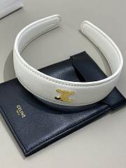 Celine Headband in Calfskin and Brass with Gold Finish White - 3