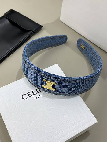 Celine Headband in Denim Brass with Gold Finish Blue