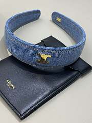 Celine Headband in Denim Brass with Gold Finish Blue - 5