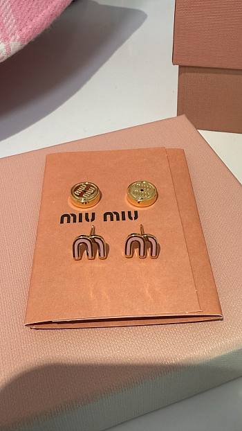 Miumiu Enameled Gold Metal Earrings Pink