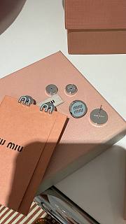 Miumiu Enameled Silver Metal Earrings Blue - 1