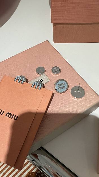 Miumiu Enameled Silver Metal Earrings Blue