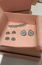 Miumiu Enameled Silver Metal Earrings Blue - 4