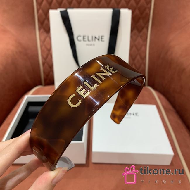 Celine Headband in Acetate and Steel Blond Havana/ Gold - 1