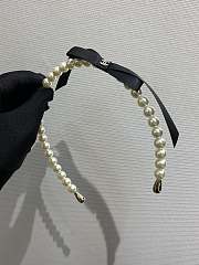 Chanel Headband Pearl Metallic & Satin Pearl White Gold & Black - 6