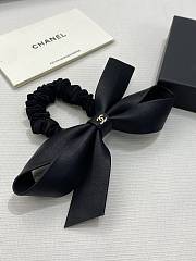 Chanel Hair Tie With Ribbon Leather Black - 1