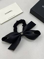Chanel Hair Tie With Ribbon Leather Black - 5