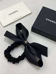 Chanel Hair Tie With Ribbon Leather Black - 2