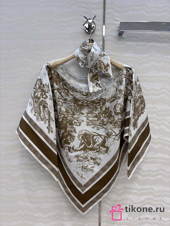 Dior Toile de Jouy Sauvage Dior Silk Top White and Beige Silk Twill - 1