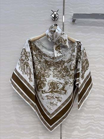 Dior Toile de Jouy Sauvage Dior Silk Top White and Beige Silk Twill
