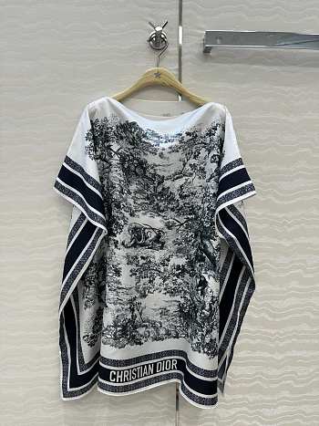 Dioriviera Toile de Jouy Sauvage Dior Silk Top White and Navy Blue Silk Twill 