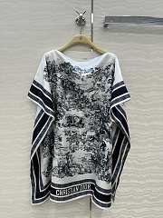 Dioriviera Toile de Jouy Sauvage Dior Silk Top White and Navy Blue Silk Twill  - 2