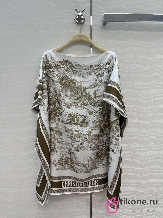 Dioriviera Toile de Jouy Sauvage Dior Silk Top White and Beige Silk Twill  - 1