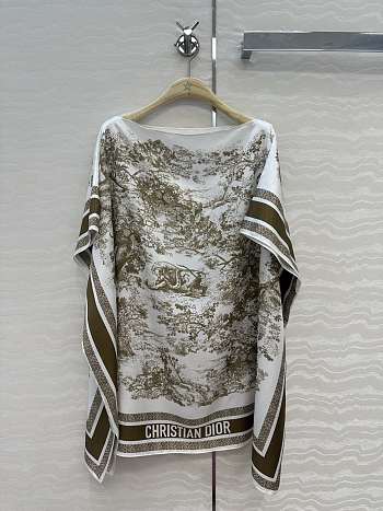 Dioriviera Toile de Jouy Sauvage Dior Silk Top White and Beige Silk Twill 