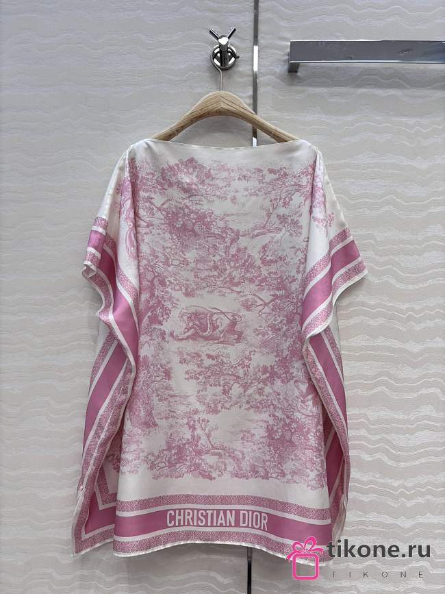 Dioriviera Toile de Jouy Sauvage Dior Silk Top White and Candy Pink Silk Twill  - 1