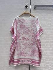 Dioriviera Toile de Jouy Sauvage Dior Silk Top White and Candy Pink Silk Twill  - 3