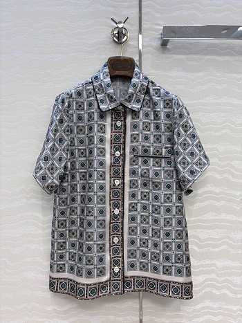 Loro Piana Angelina Shirt Silk Ivory Green Red 