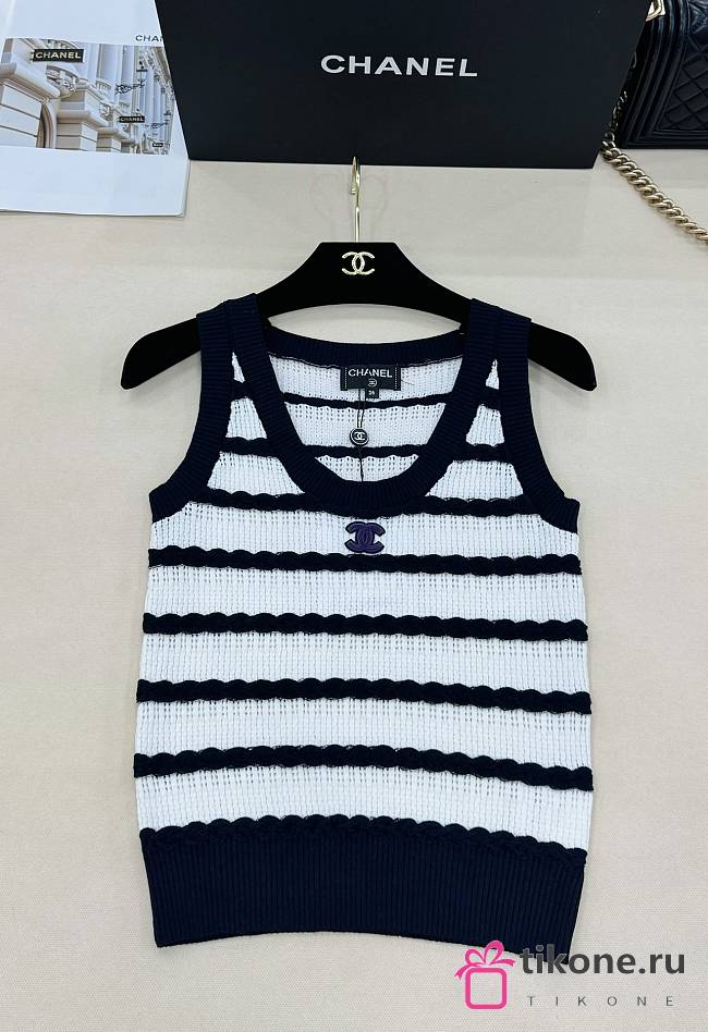 Chanel Striped Knitted Tank Top - 1