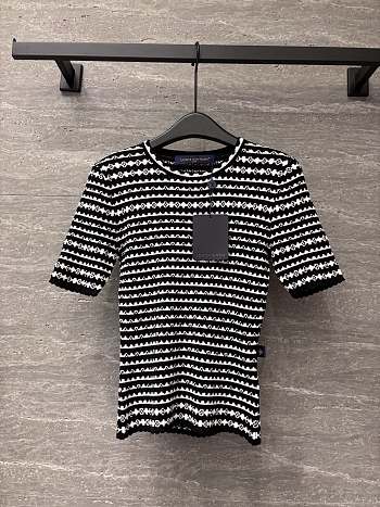 LV Scallop Stripe Knit Top Black 1AHJ15 