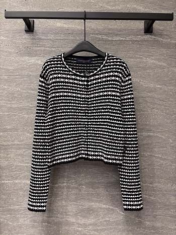 LV Scallop Stripe Cardigan Black 