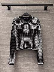 LV Scallop Stripe Cardigan Black  - 3