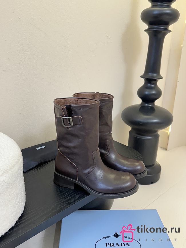 Prada Ankle Boots Leather in Brown - 1