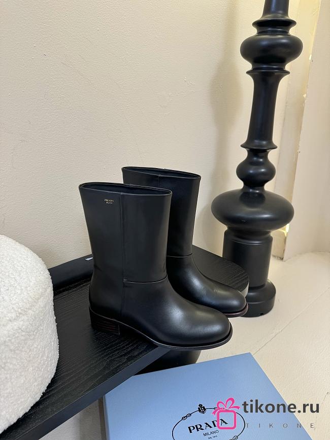 Prada Logo Ankle Boots Leather in Black - 1