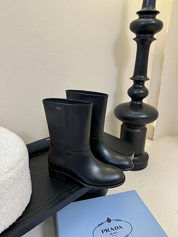 Prada Logo Ankle Boots Leather in Black