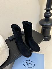 Prada Logo Ankle Boots Suede in Black - 5