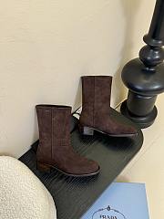 Prada Logo Ankle Boots Suede in Brown - 4