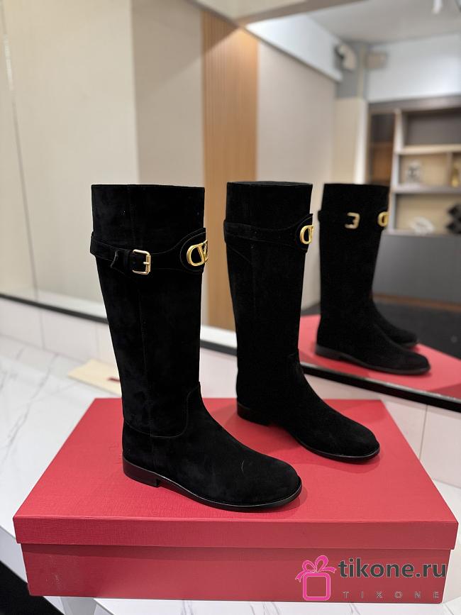 VLTN Vlogo Signature Suede Boot Black 30mm - 1