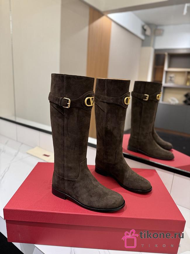 VLTN Vlogo Signature Suede Boot Brown 30mm - 1